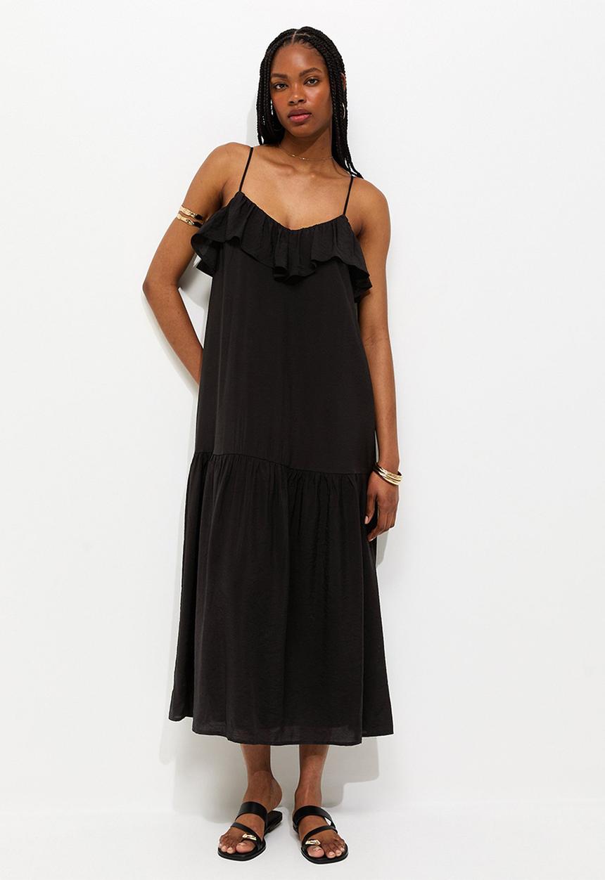 New Look - Ruby ruffle cami midi dress - black