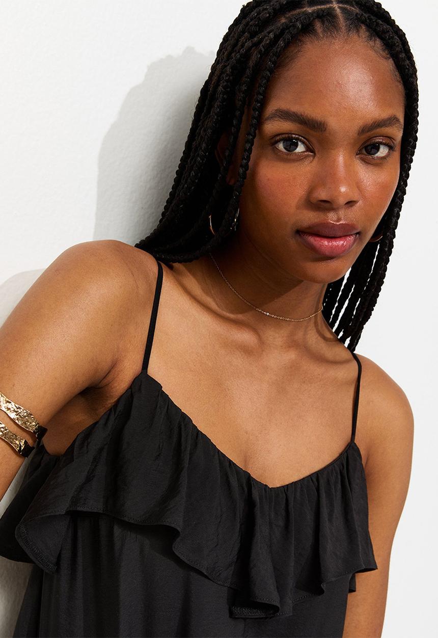 New Look - Ruby ruffle cami midi dress - black