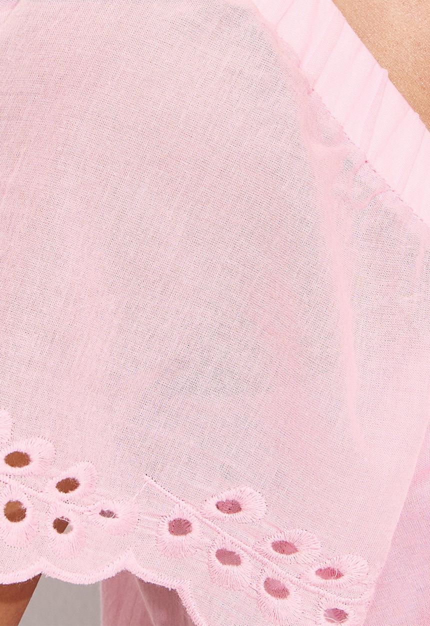 New Look - Embroidered Square Neck Blouse - Pink