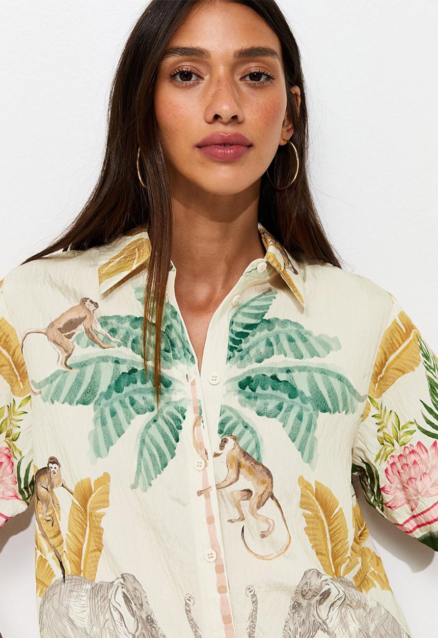 New Look - Ec st annie trop resort shirt - cream