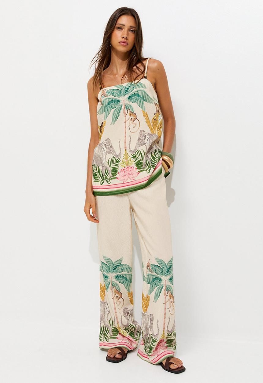 New Look - St annie tropical bead cami - cream