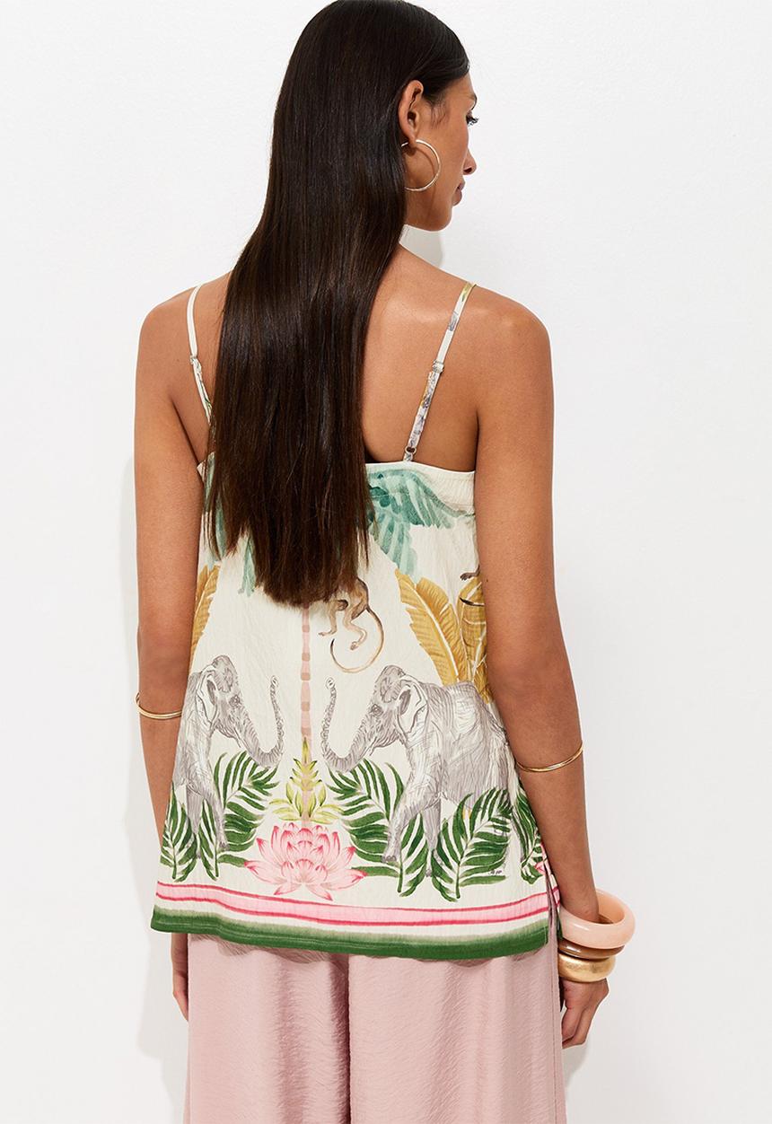 New Look - St annie tropical bead cami - cream