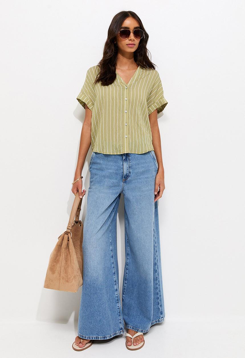 New Look - Jim steph stripe shirt - green