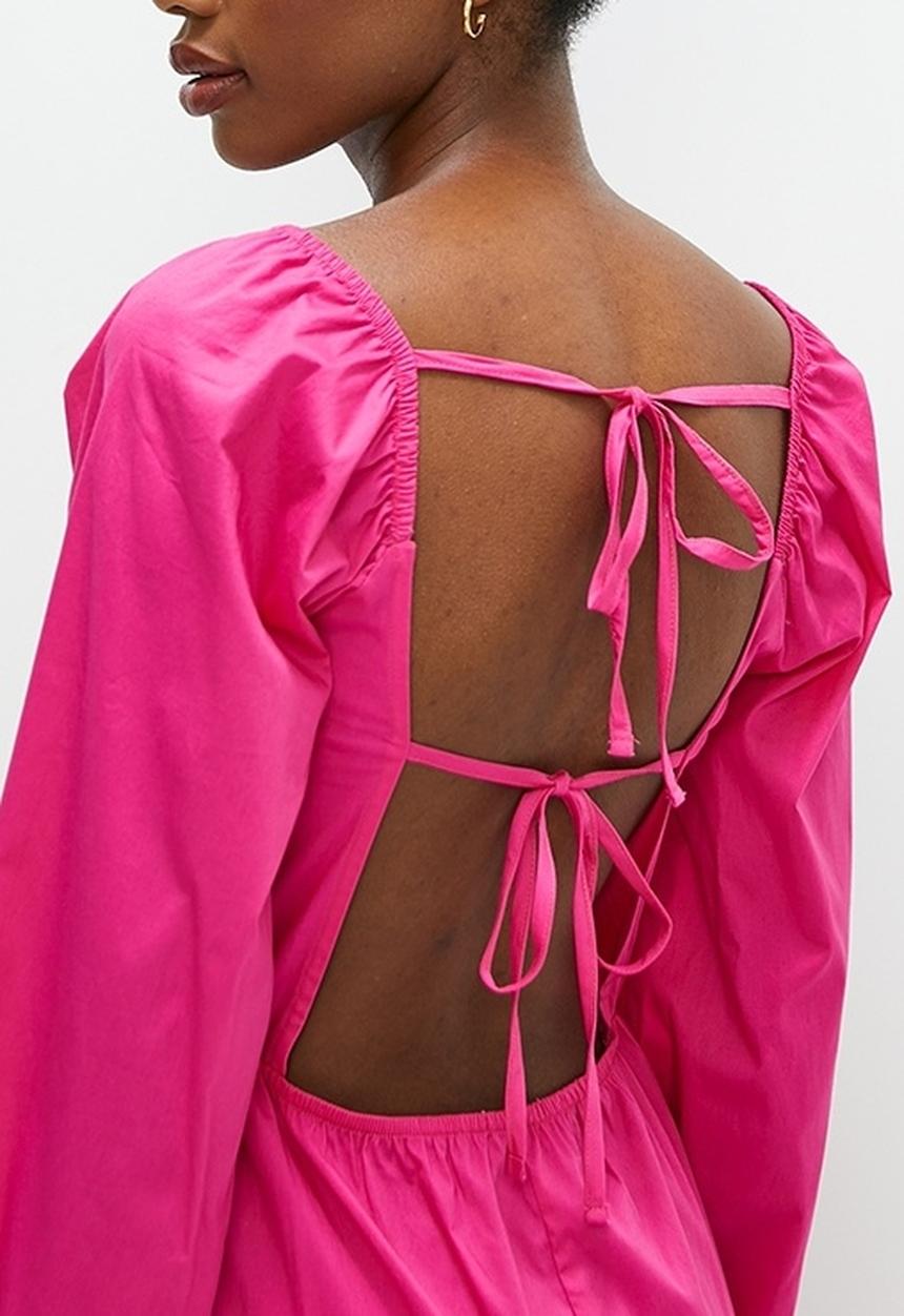 edit - Balloon sleeve midi with open back detail - fuschia purple