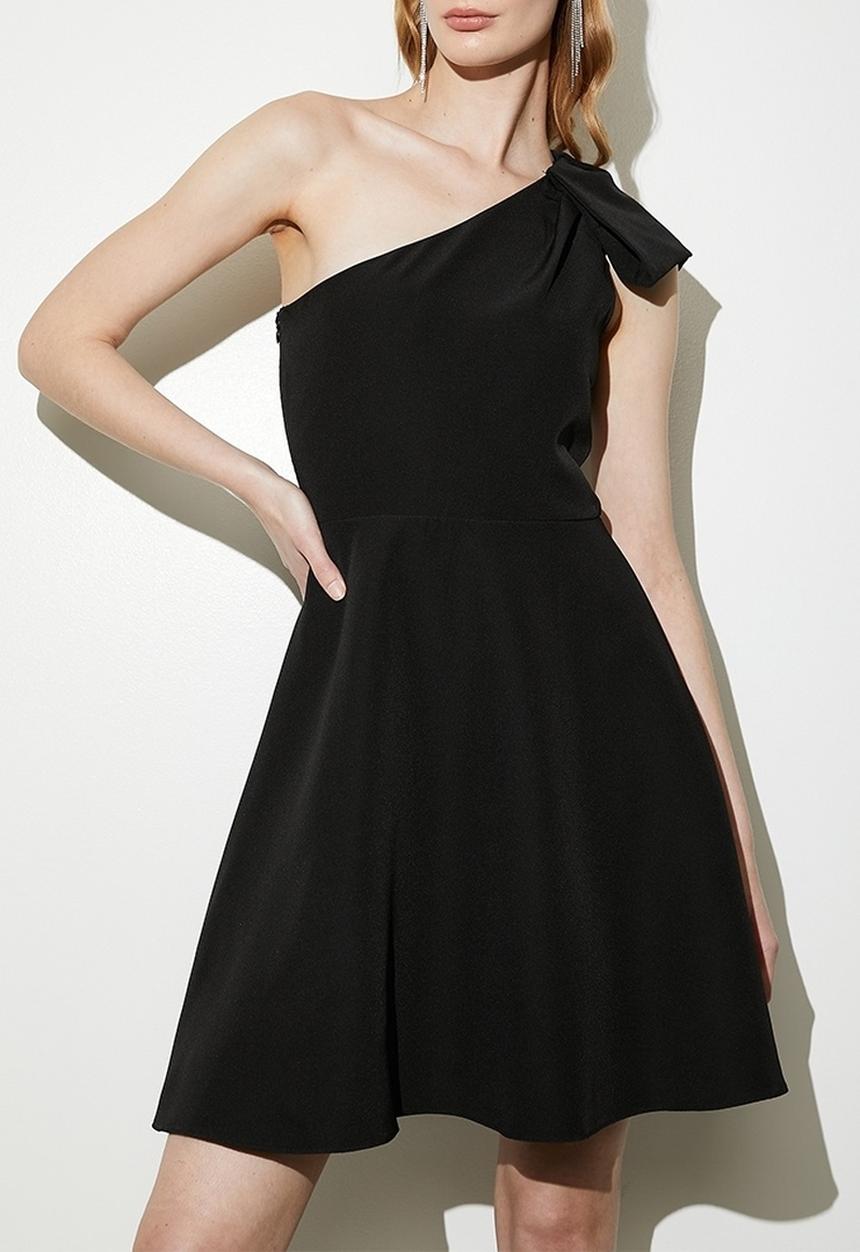 VELVET - Bow detail skater dress - black