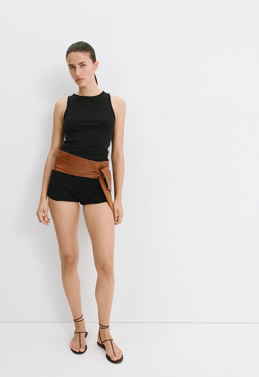 MANGO - Minac thong ankle strap - dark brown