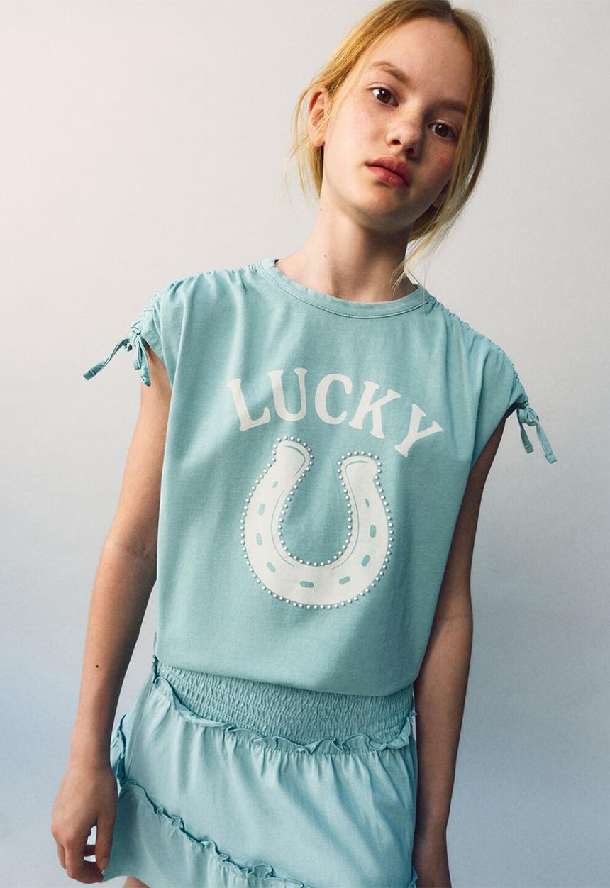 MANGO - T-shirt Lucky - Dark Blue