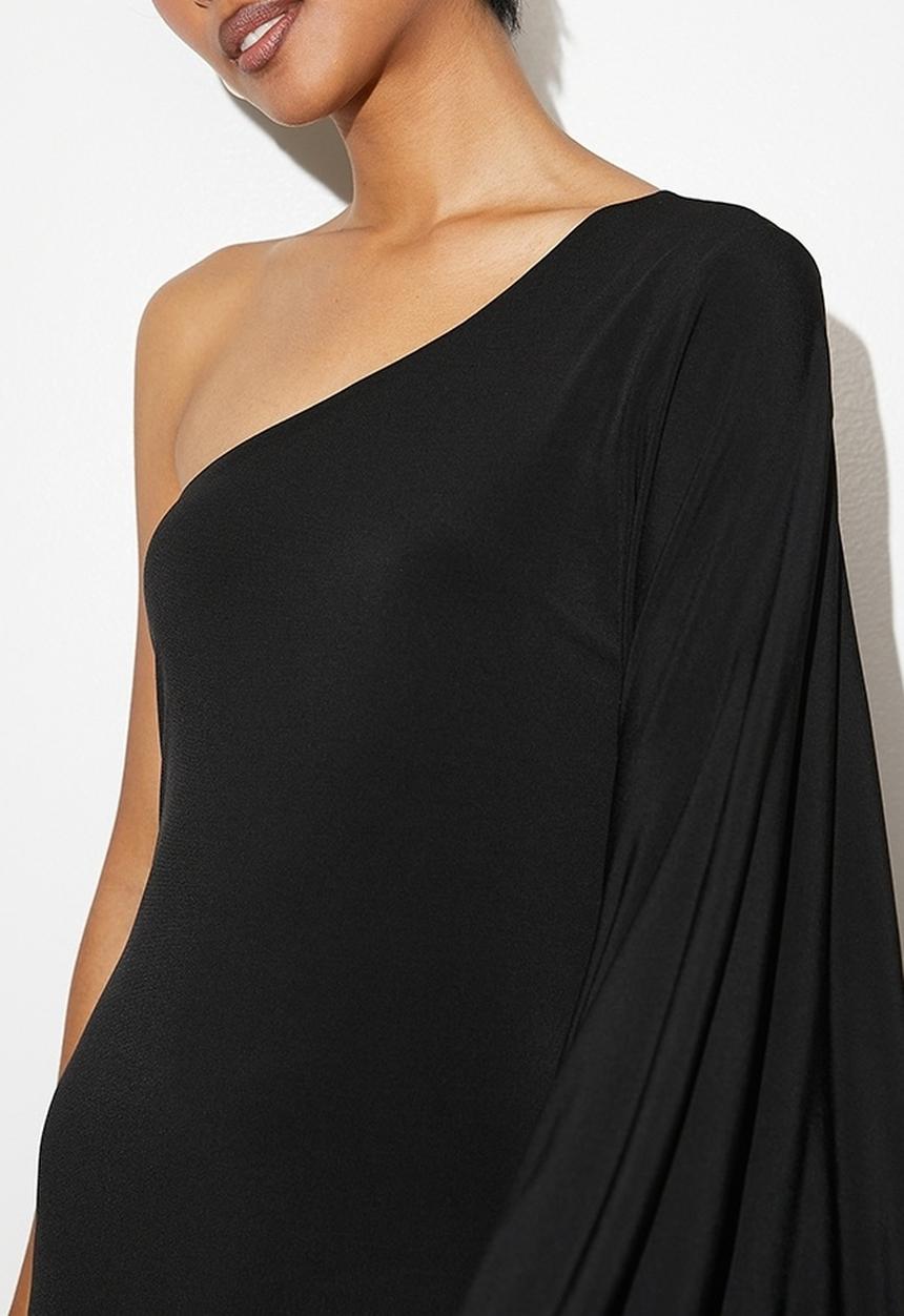 VELVET - Asym kaftan midi dress - black