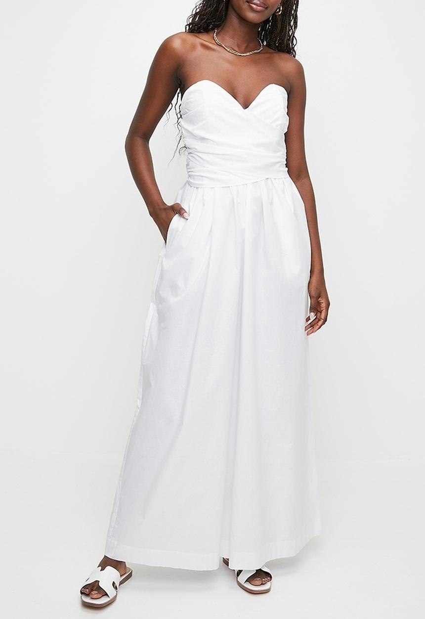 MILLA - Draped sweetheart tieback jumpsuit - white