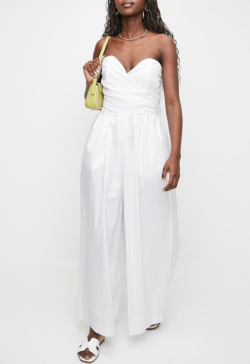 MILLA - Draped sweetheart tieback jumpsuit - white