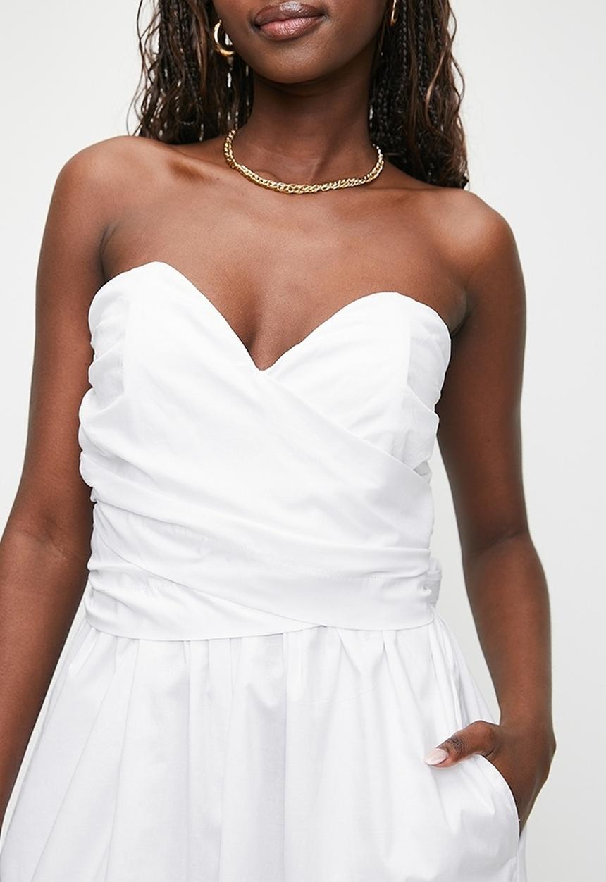 MILLA - Draped sweetheart tieback jumpsuit - white