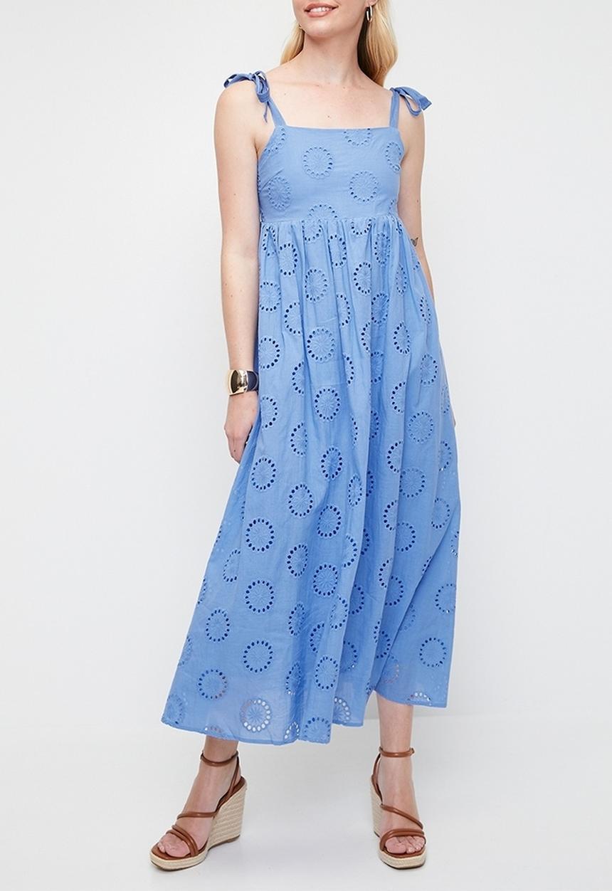 MILLA - Anglaise babydoll dress - blue