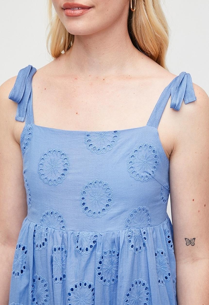 MILLA - Anglaise babydoll dress - blue