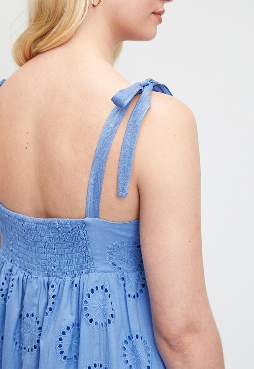 MILLA - Anglaise babydoll dress - blue