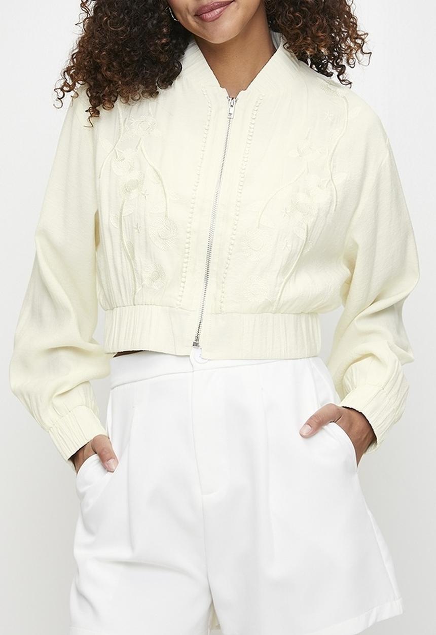 MILLA - Co-ord jacket with embroidery - ecru