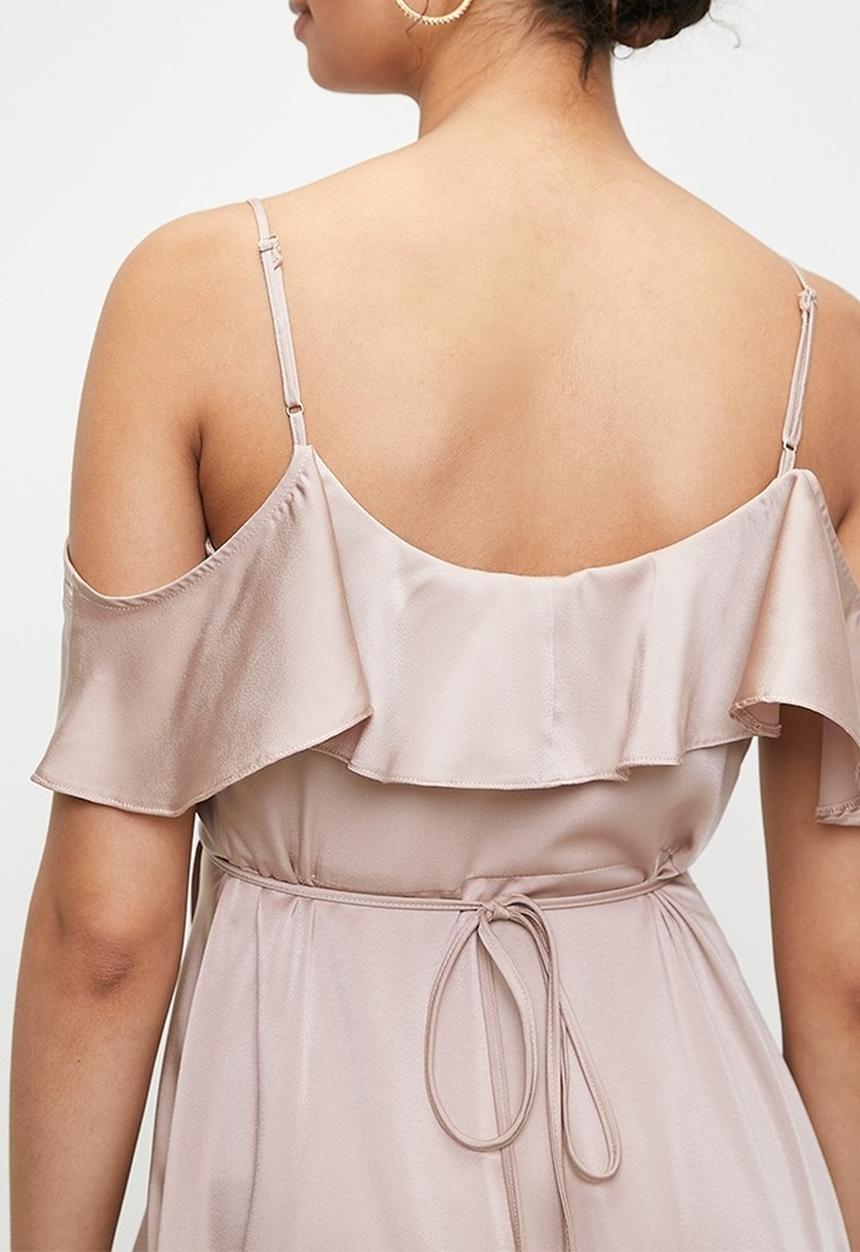 MILLA - Cold shoulder flutter wrap dress - bark