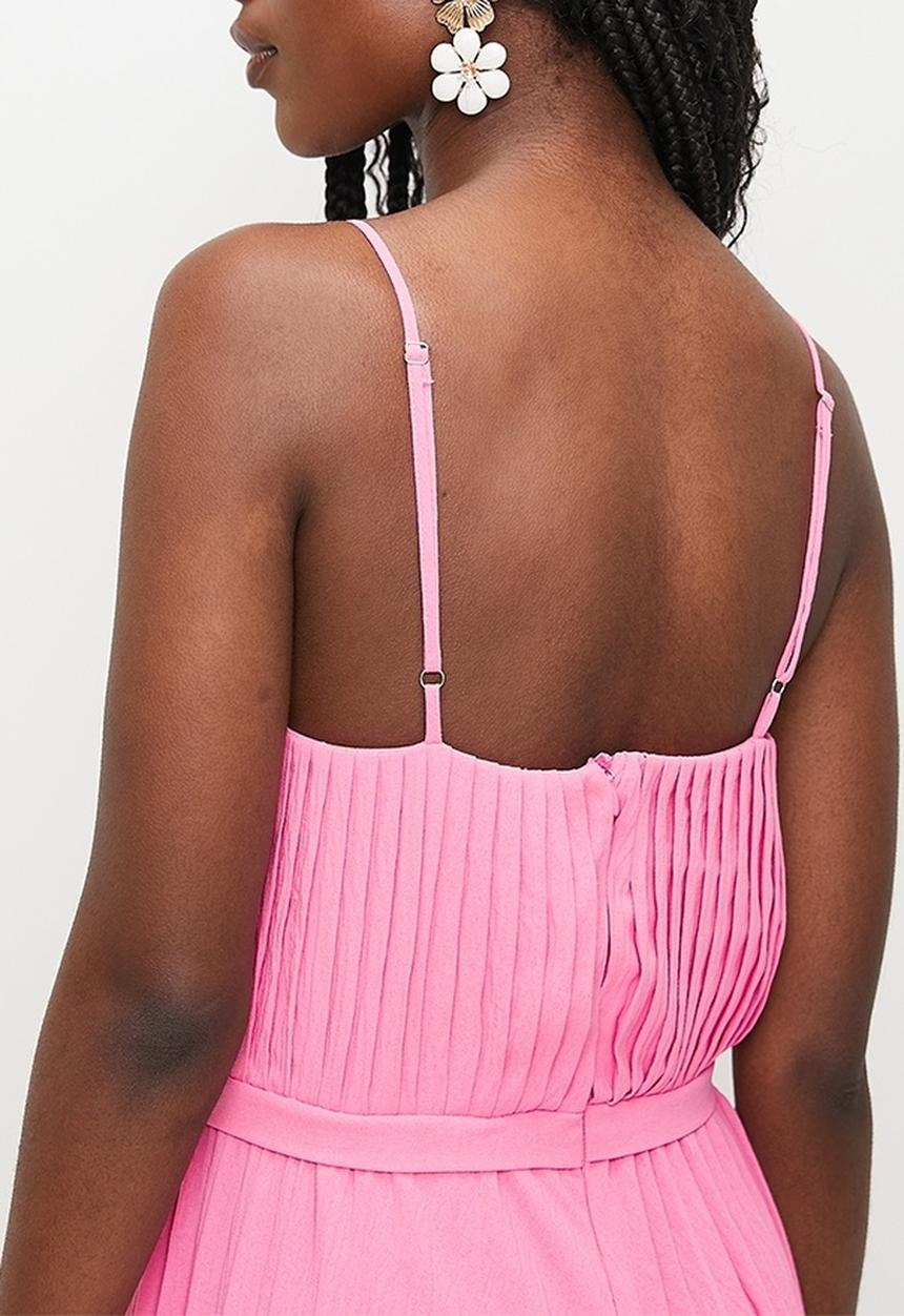 MILLA - Pleated v-neck strappy jumpsuit - pink cosmos