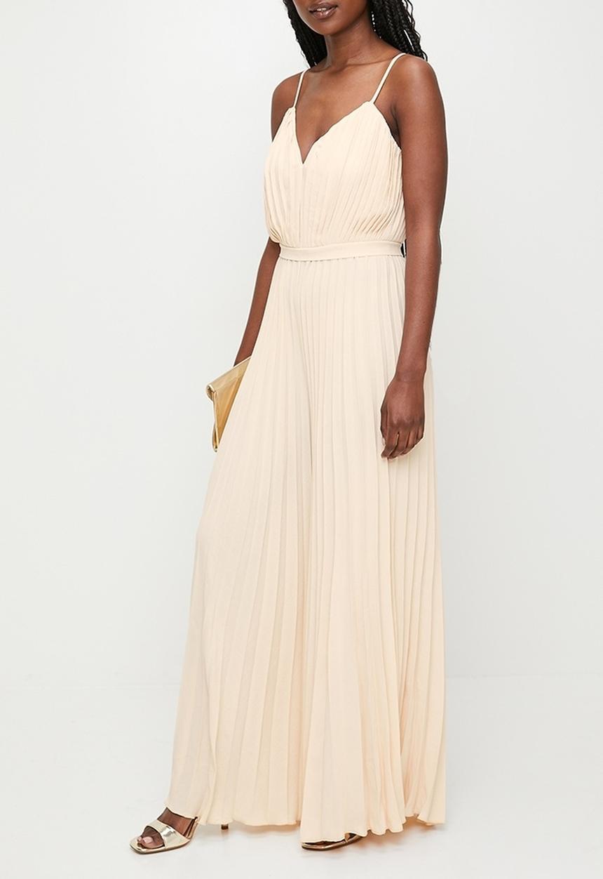 MILLA - Pleated v-neck strappy jumpsuit - vanilla cream