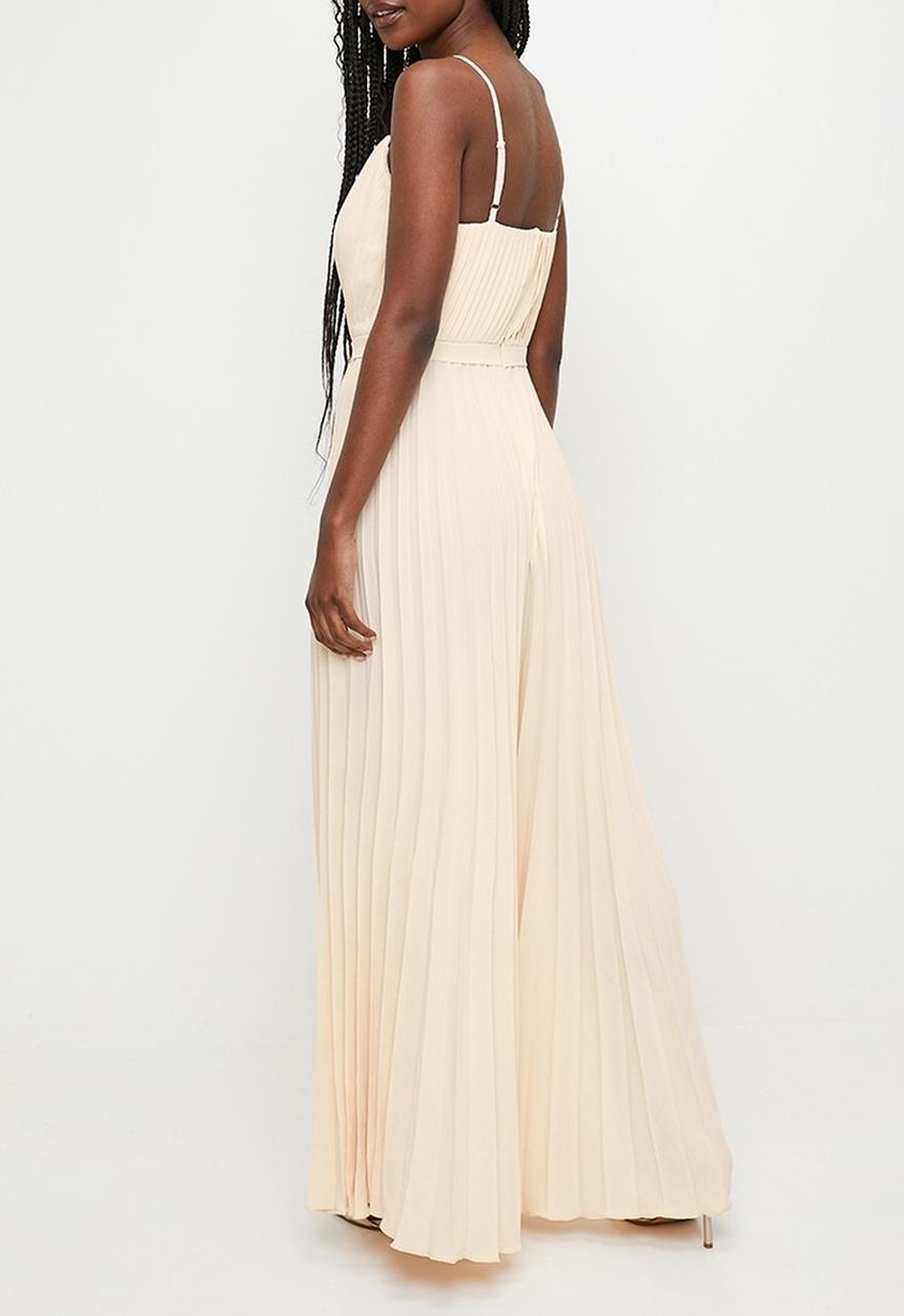 MILLA - Pleated v-neck strappy jumpsuit - vanilla cream