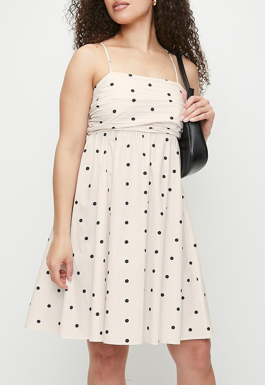 MILLA - Strappy mini babydoll dress - ecru & black