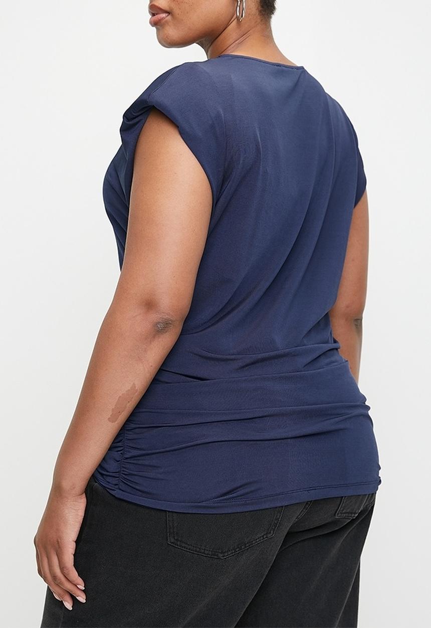 Superbalist - Power shoulder ruched detail tee - navy