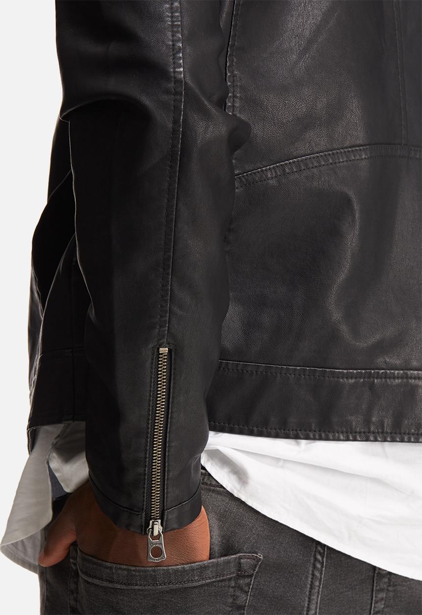 Jack & Jones - Black on black biker jacket