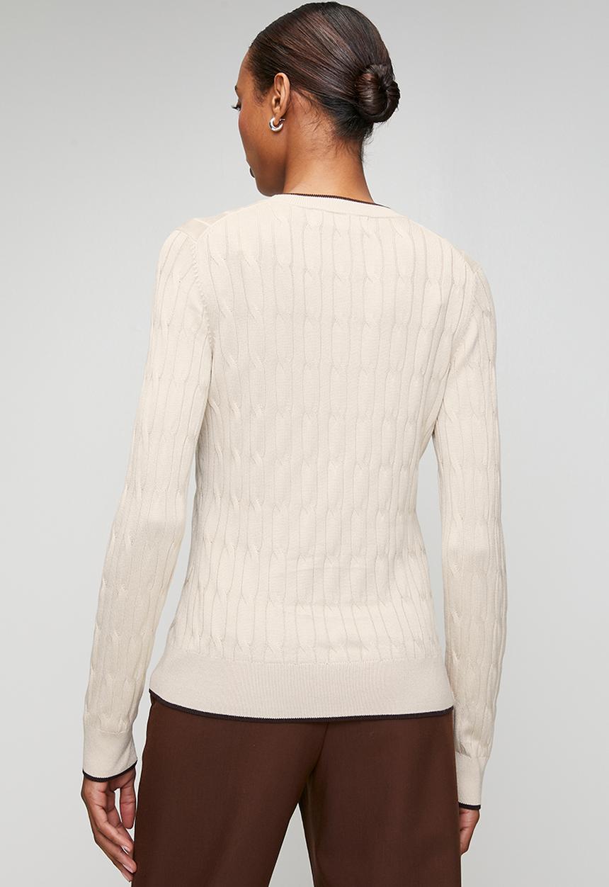 Pringle of Scotland - Pringle Angie Viscose Cardigan  - Stone