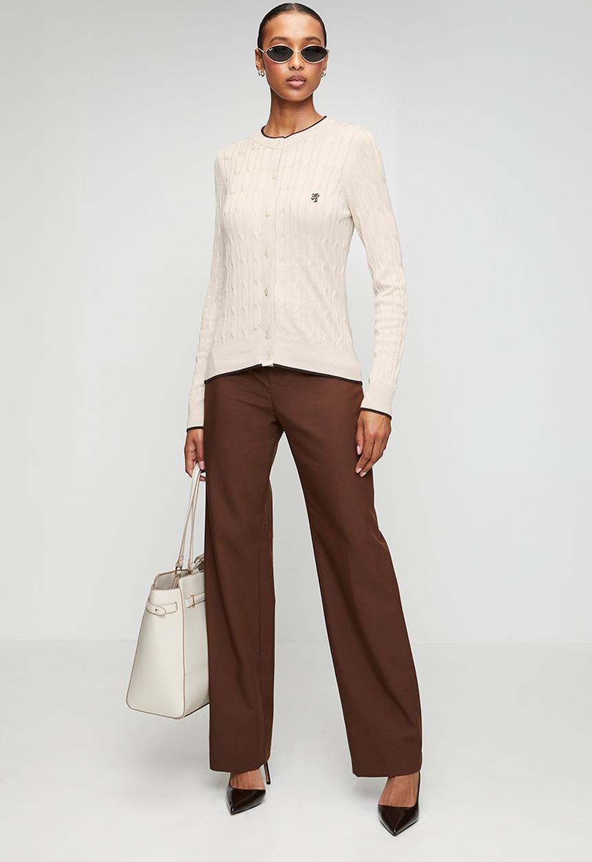 Pringle of Scotland - Pringle Angie Viscose Cardigan  - Stone