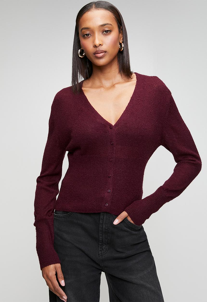 Cotton On - Feather Button Cardi - Blackberry Belle