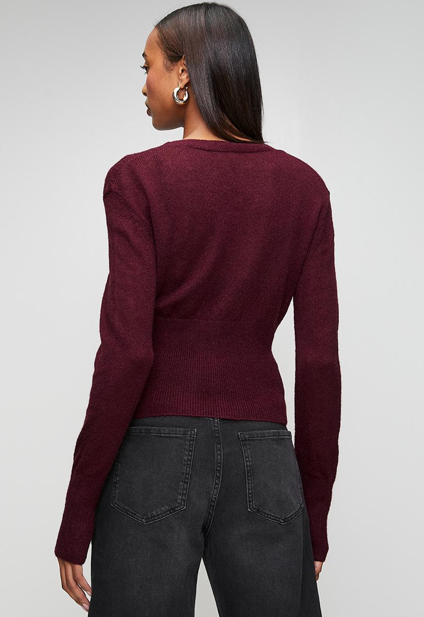 Cotton On - Feather Button Cardi - Blackberry Belle