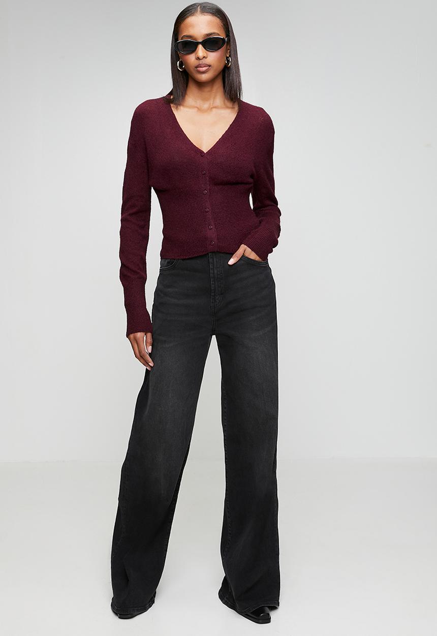 Cotton On - Feather Button Cardi - Blackberry Belle