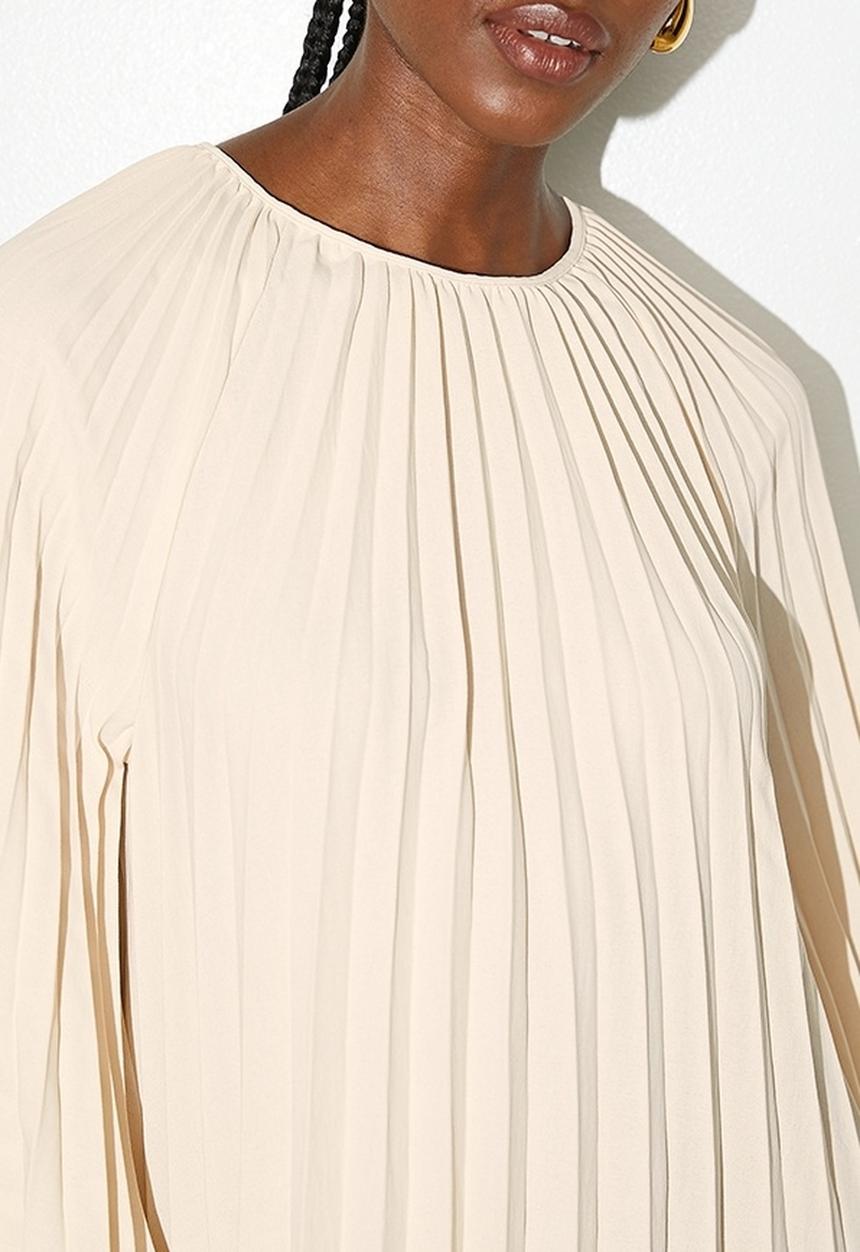 VELVET - Pleated trapeze mini dress - neutral