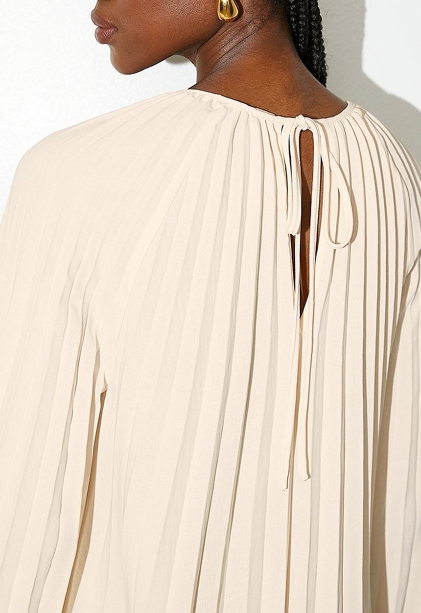 VELVET - Pleated trapeze mini dress - neutral
