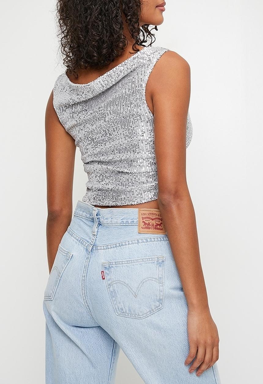 MILLA - Cowl sequins top - silver