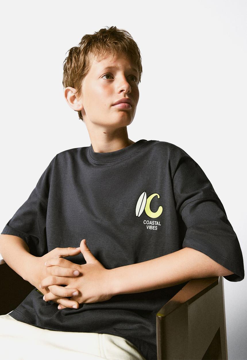 MANGO - T-shirt Coastal - Dark Grey