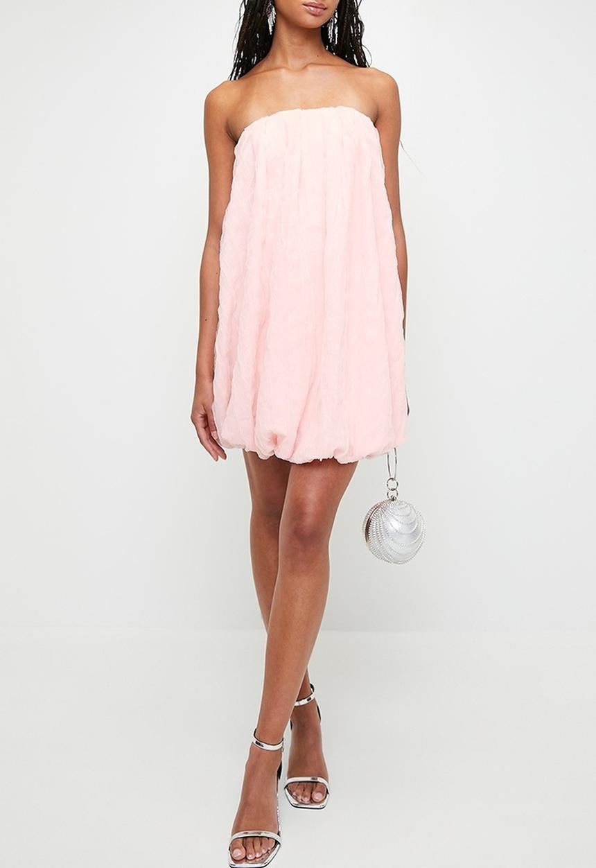 MILLA - Texture organza bubble mini trapeze - pink