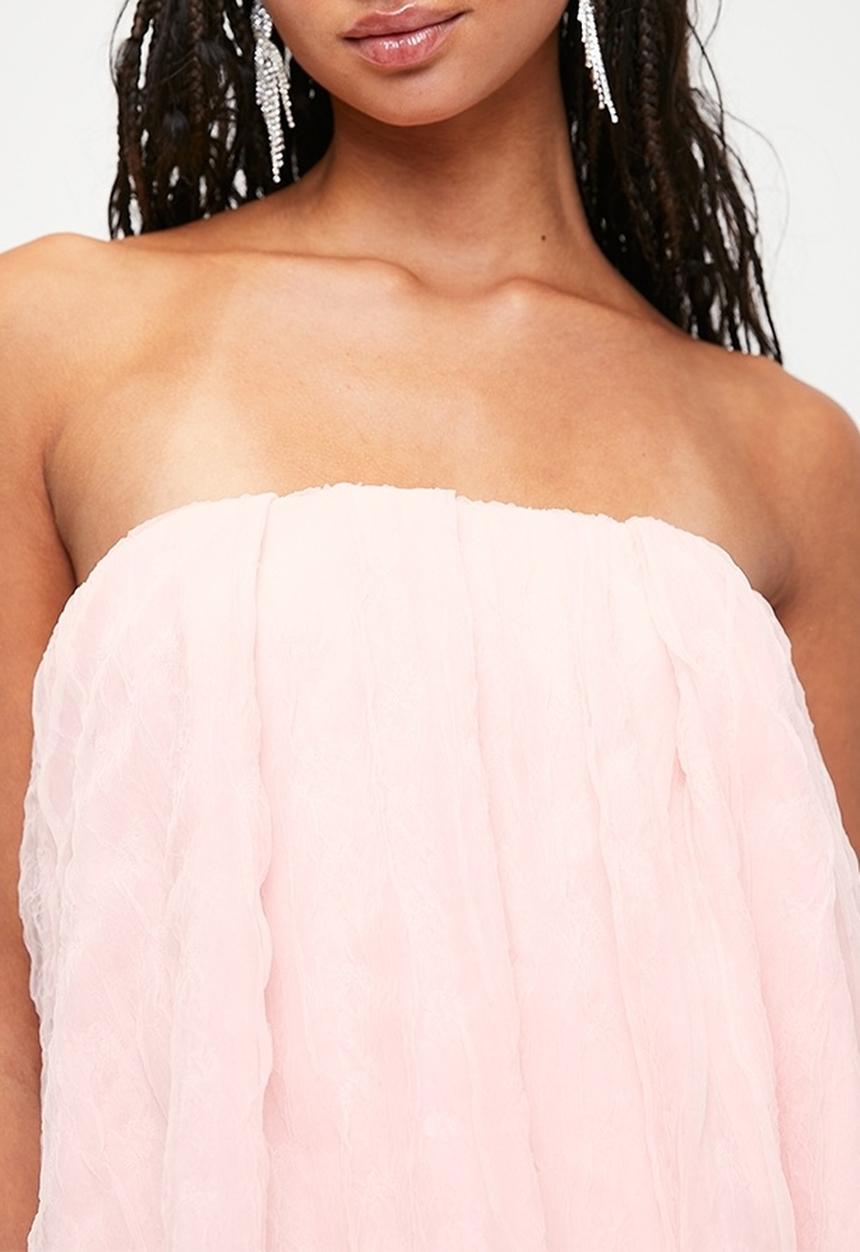 MILLA - Texture organza bubble mini trapeze - pink