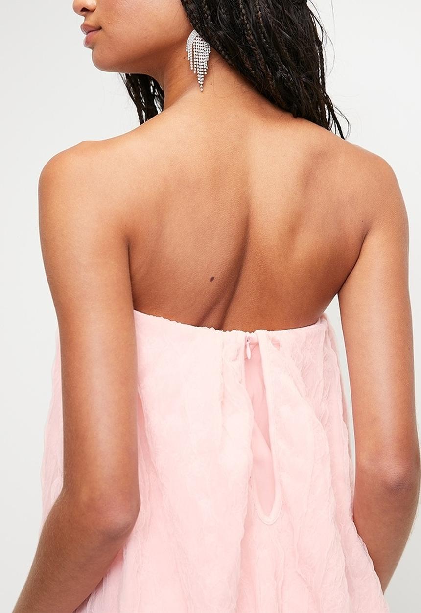 MILLA - Texture organza bubble mini trapeze - pink
