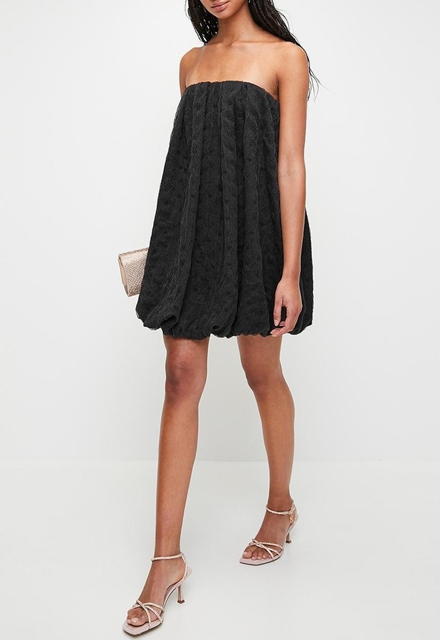 MILLA - Texture organza bubble mini trapeze - black