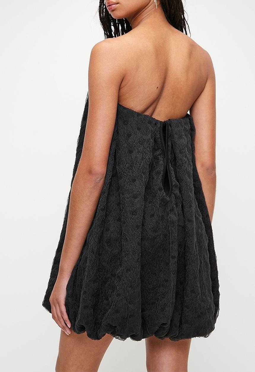 MILLA - Texture organza bubble mini trapeze - black