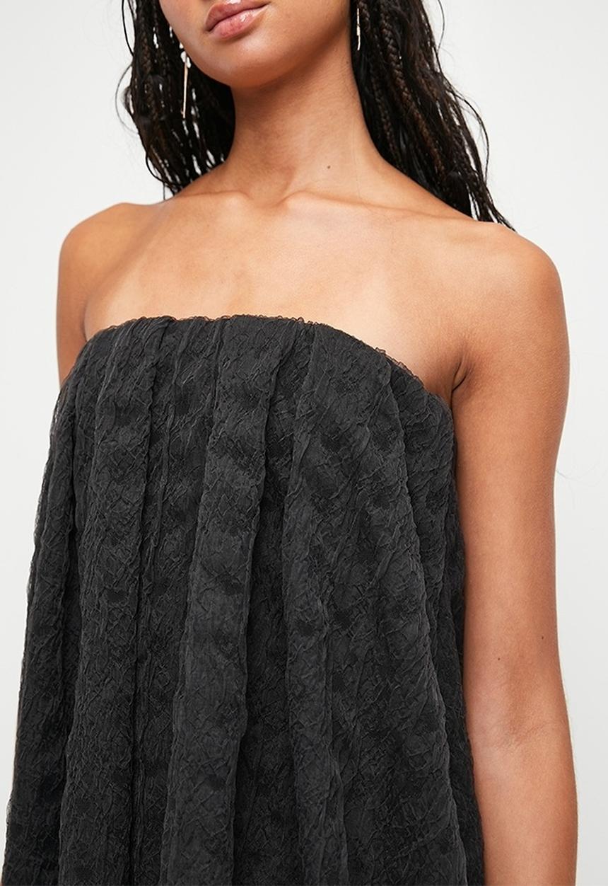 MILLA - Texture organza bubble mini trapeze - black