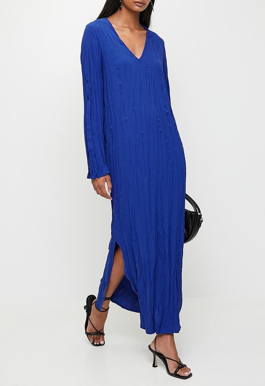 Superbalist - Crushed column dress with slits - blue