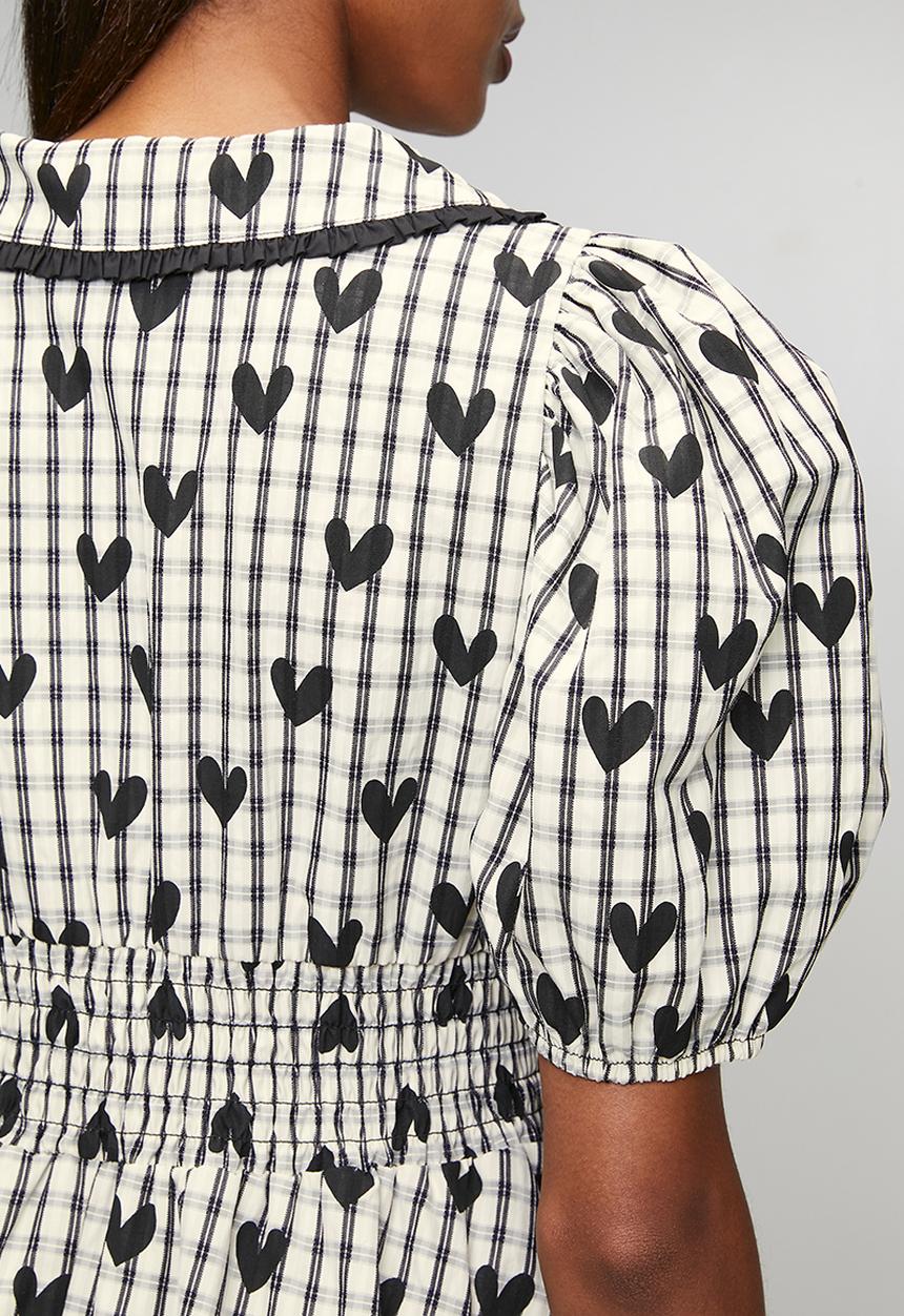 Me&B - Check with Heart Shirred Midi Dress - Multi