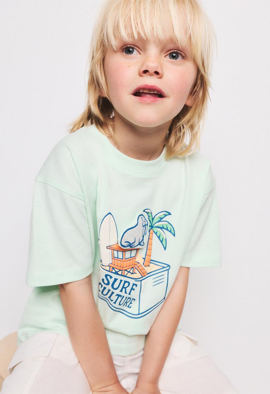 MANGO - T-shirt Seal - Turquoise - Aqua