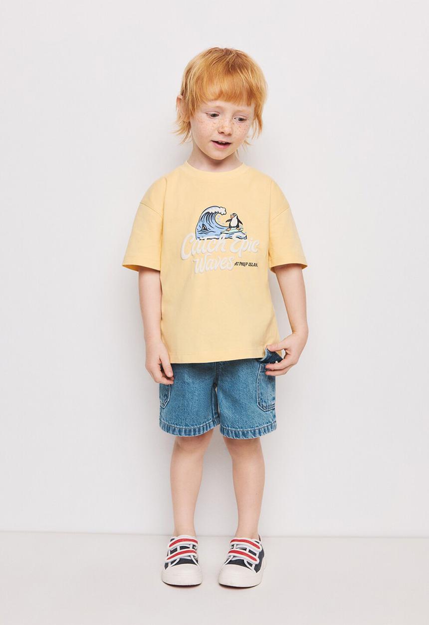MANGO - T-shirt Penguin - Medium Yellow