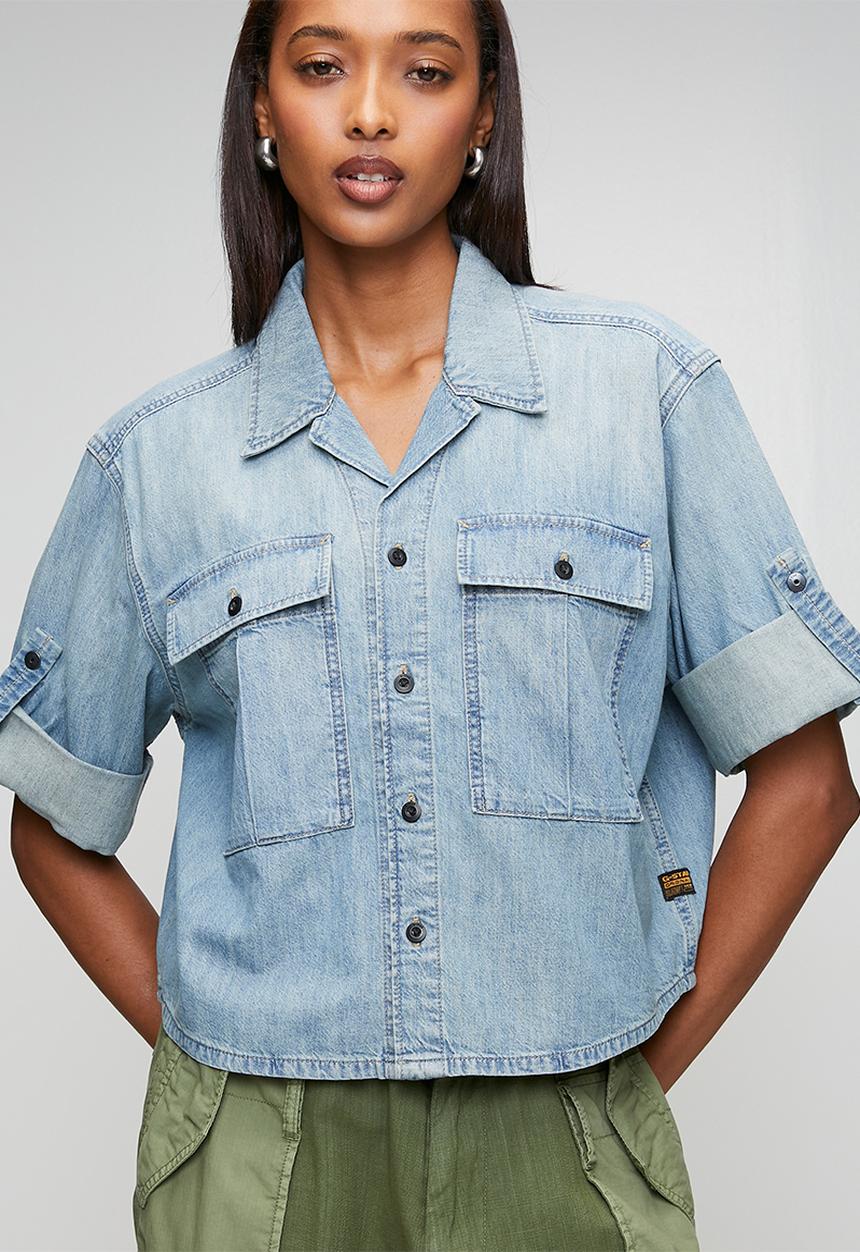 G-STAR - Boxy relaxed shirt short sleeve wmn - vintage sandblast