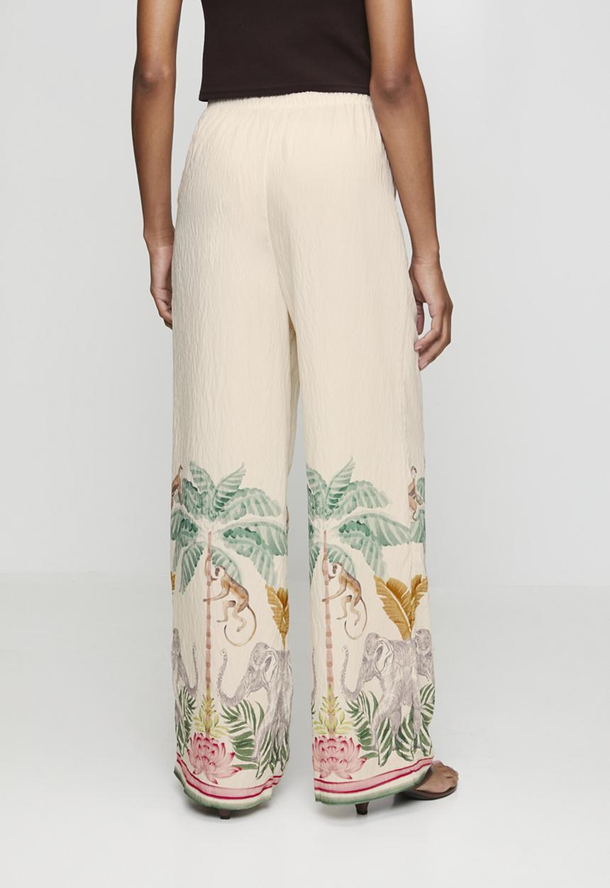 New Look - St annie animal tropical trouser - cream