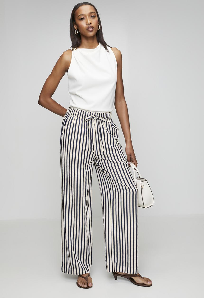 New Look - Stella seer stripe wl trouser - blue
