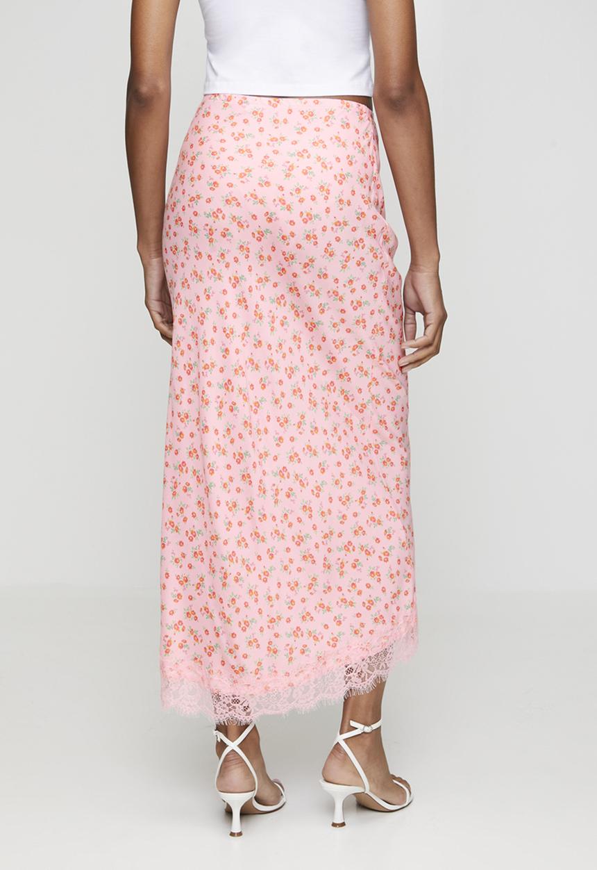 New Look - Dora ditsy spun bias midi skirt - pink