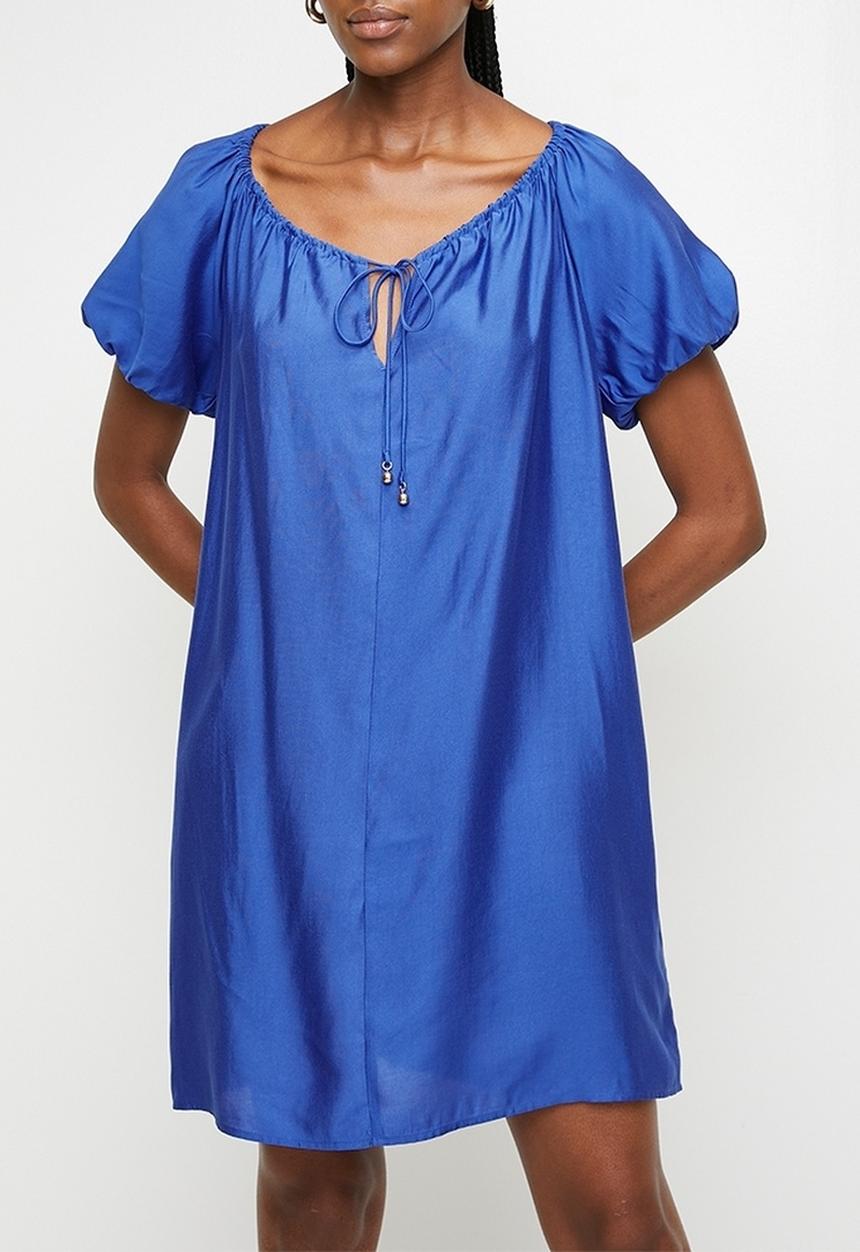 H&M - Drawstring-neck dress - dark blue